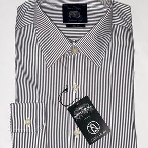 Savile Row Mens gray striped button down dress shirt